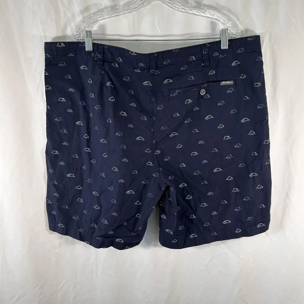 Eddie Bauer Shorts Mens 42 Navy Blue Camping Theme Pockets 100% Cotton - Picture 7 of 10